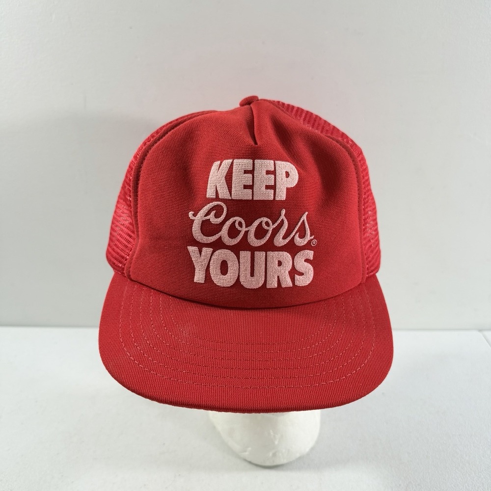 Vintage Beer "Keep Coors Yours" Red Mesh Foam Trucker Hat Snapback USA READ